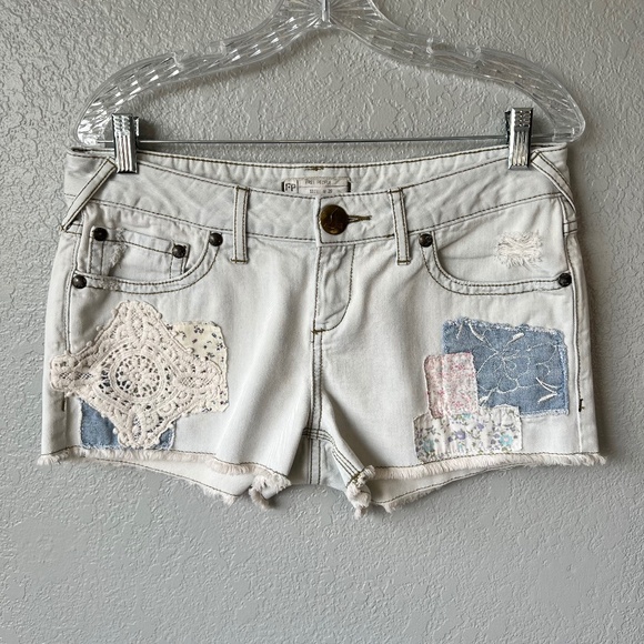 Free People Crochet and Patchwork design Distressed Cut-Off Shorts - Picture 1 of 8